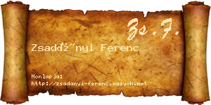 Zsadányi Ferenc névjegykártya