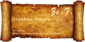 Zsadányi Ferenc névjegykártya